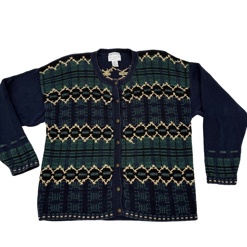 Christopher and Banks Vintage Womens‎ Cardigan Medium Plaid Academia Argyle